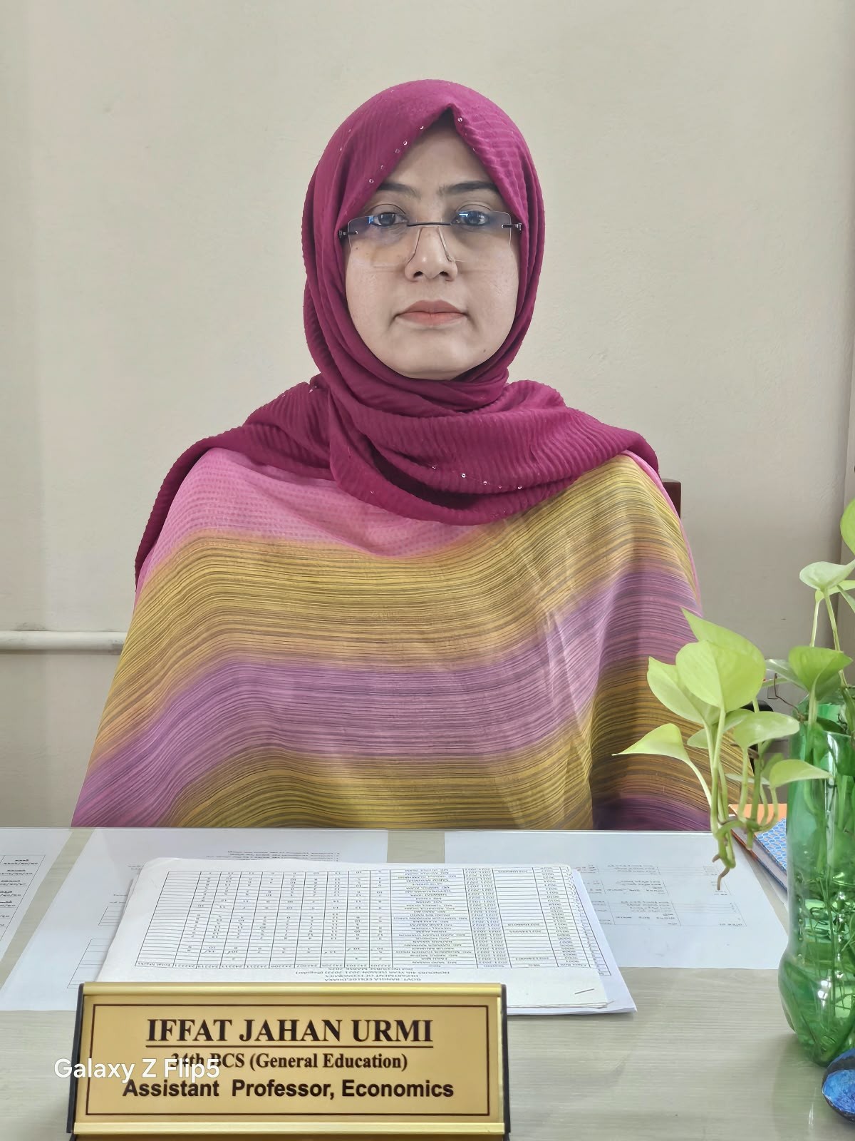 জনাব ইফফাত জাহান উর্মি - সহকারী অধ্যাপক